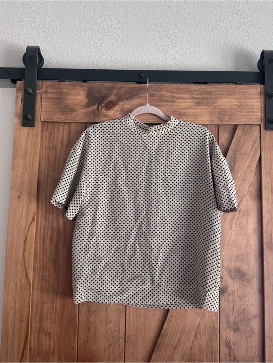 CO Tops - COACH Cream Polka Dot Short Sleeve Blouse Sz S